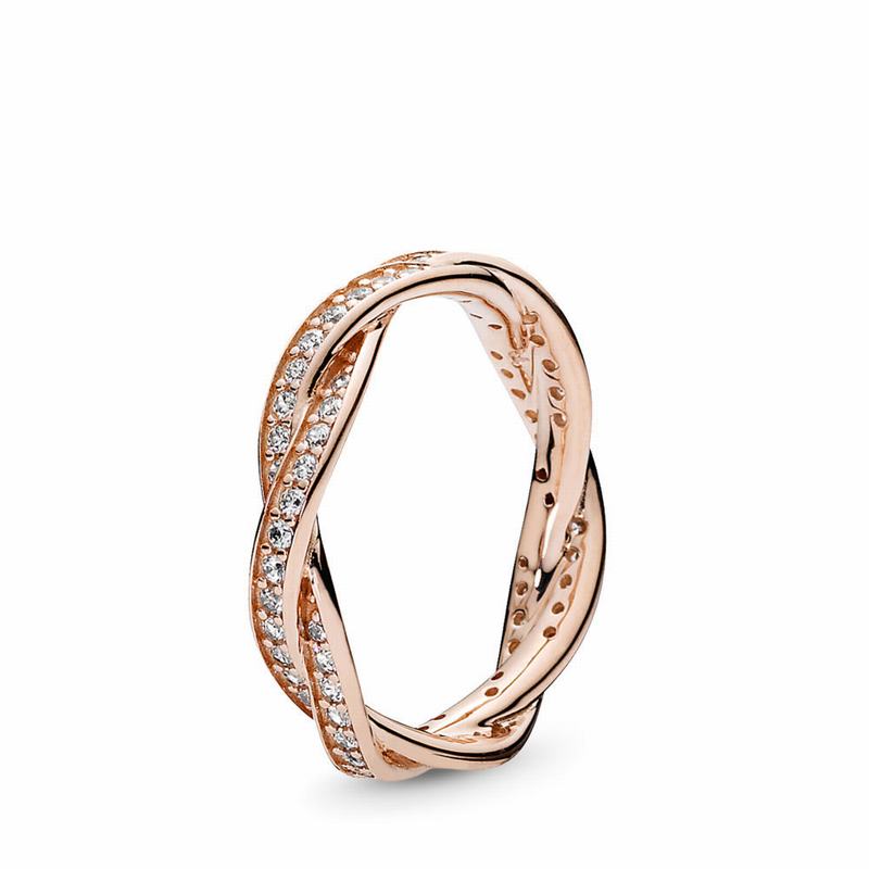 Pandora Australia Sparkling Twisted Lines Stackable Ring - Pandora Rose™ | WYKTML854